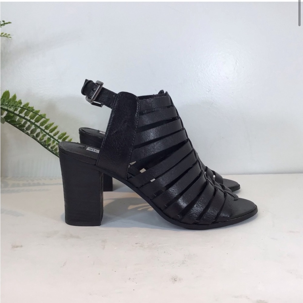 STEVE MADDEN SAFIA STRAPPY BLOCK HEEL GLADIATOR HEELS SZ 7.5